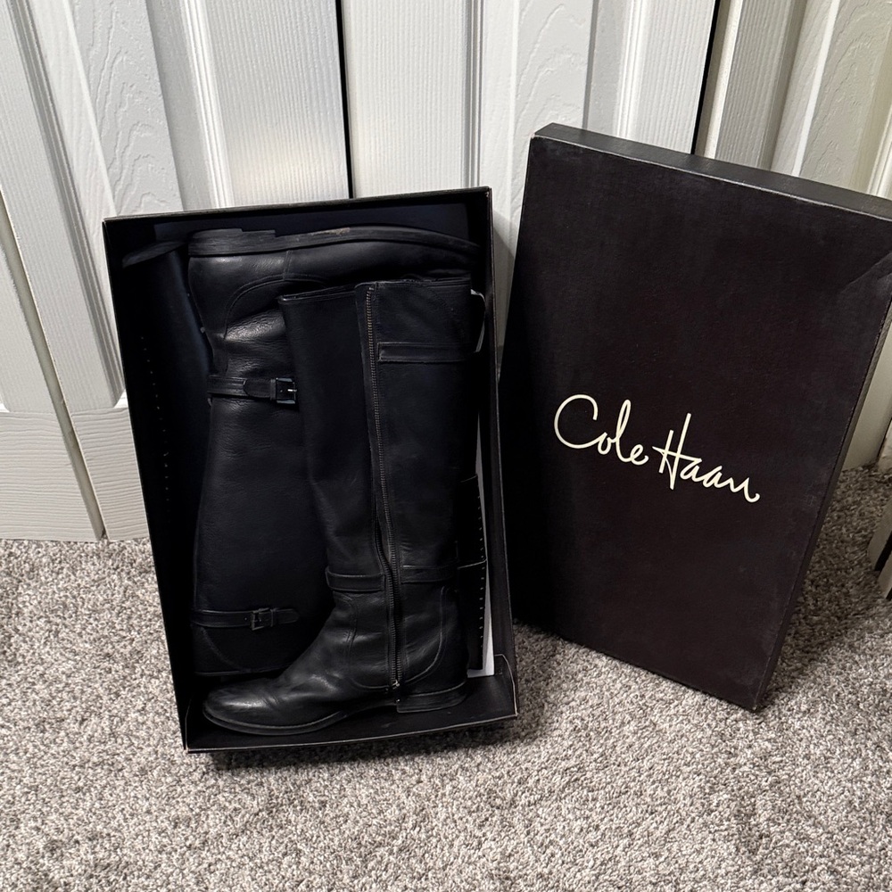 Cole Haan Black Tall Leather Boots